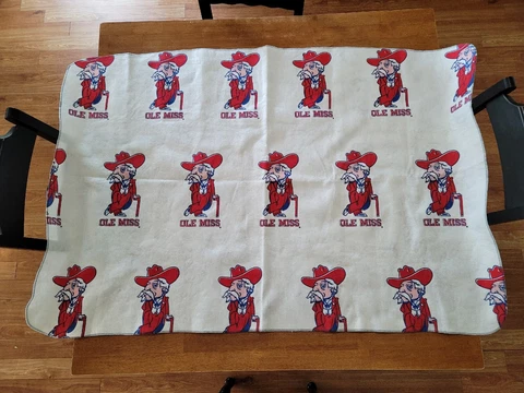 Vintage Ole Miss University Mississippi Colonel Rebel Blanket Throw Made In USA Cover