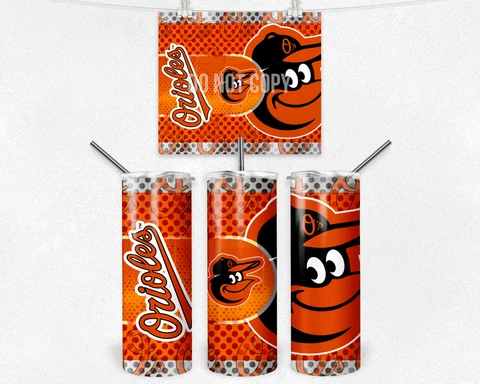 20oz Baltimore Orioles Baseball MLB tumbler with box lid and straw Cover