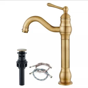 Bathroom Sink Faucet Waterfall Vessel Faucet Single Handle Mixer Tap with Drain - Picture 1 of 5