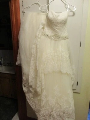 Blue by Enzoani Hollister Wedding Dress Lace Strapless Tiered Layers Ballgown - Image 1 of 4