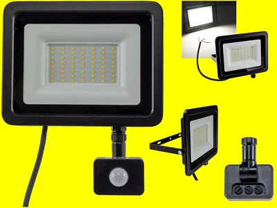 LED Strahler 47W-Flutlicht +PIR-Sensor, Licht 4739Lm 230V Scheinwerfer+Halterung - Bild 1 von 4