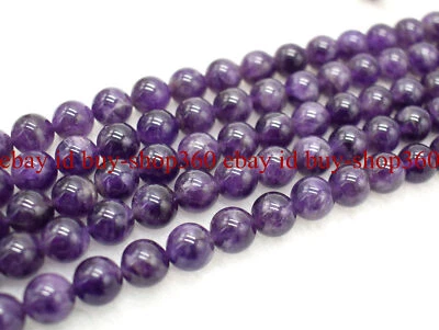 Cuentas de piedras preciosas redondas de amatista natural 100 % genuinas 6/8/10/12/14 mm cuentas sueltas Foto 1 de 4