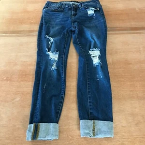 Judy Blue Skinny Fit Jeans Damen 9/29 Mid Rise Distressed Bündchen Medium Wash - Bild 1 von 13