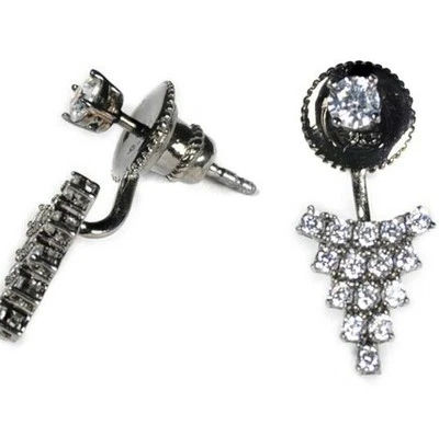 Chaqueta Pendiente Emma Winston Triangular Cluster - Oro Blanco - Circonita cúbica Foto 1 de 4