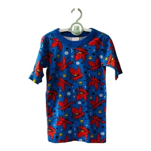 Hanna Andersson Pajama Top Space Dragon Boys Size 10 Blue Short Sleeve Cotton - Picture 1 of 4