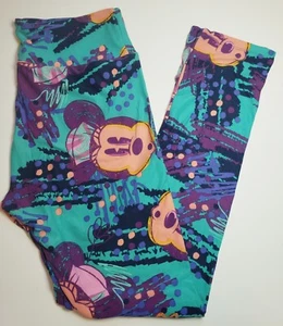 Leggings LuLaRoe OS MINNIE MOUSE viola verde acqua Disney World taglia unica 2-10 vintage - Foto 1 di 6