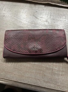 COACH F11928 Slim Envelope Wallet Pebbled Leather w Python-Embossed Leather Trim - Picture 1 of 9