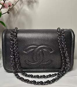 CHANEL Timeless CC Pearly Iridescent Caviar Medium Flap Bag Gunmetal - Picture 1 of 13