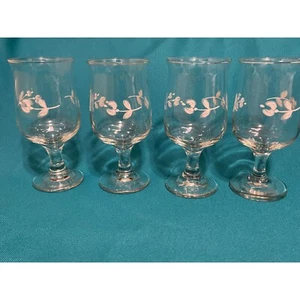 Stemware Glasses Libby? Floral Design Drinking Glass Barware Wine Dinnerware 5 1 - Picture 1 of 1