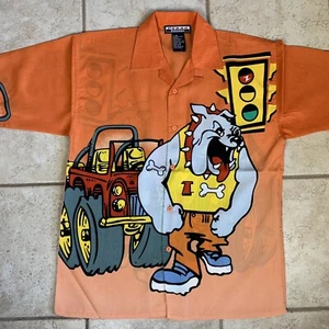 Camisa De Colección Años 90 Urban Exchange Talla 16 Naranja Bulldog Hawaiano Abotonada - Imagen 1 de 8