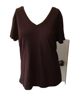 GAP Womens Short Sleeve Loose Fit Brown Color Blouse Size Large - Picture 1 of 6