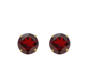 14K Solid Yellow Gold 5mm Round Birthstone Stud Earrings with Push Back - Picture 1 of 15