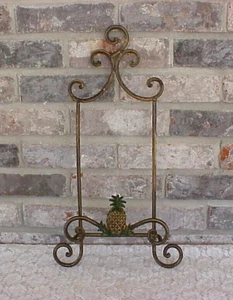 Vintage schmiedeeiserne Platte Gestell Halter Wand hängende Ananas 19 Zoll hoch - Bild 1 von 10