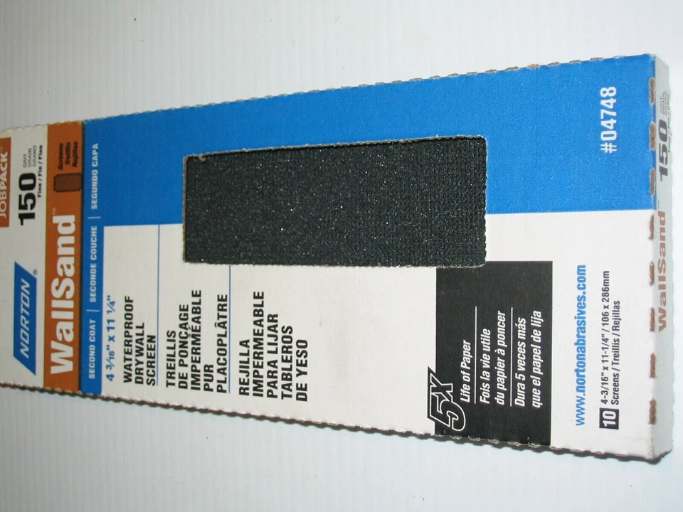 Norton WallSand 150 Grit 10 pcs. job pack Drywall Sheetrock Sanding Screen Fine - Image 1 of 1