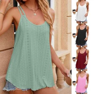 Women's Sleeveless Flowy Tank Top Camisole Summer Beach Holiday Wear Top Loose - Picture 1 of 17