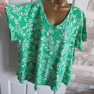 JULIPA ● size 30 ● green white floral cotton tshirt blouse top womens ladies - Picture 1 of 6