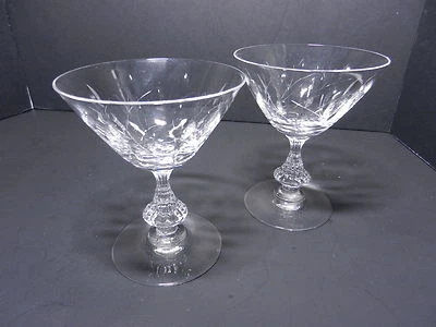 Duncan Miller Willow Champagne Tall Sherbet 2 Clear Cut Crystal 4 3/4" T ca 1953 - Image 1 of 3