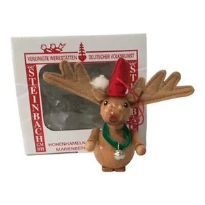 Adorno de Navidad de madera Steinbach de colección Rudolph Reindeer ~ hecho a mano en Alemania - Imagen 1 de 6