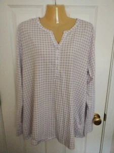 Lands' End Women's Purple & White Checkered  Long Sleeve Tunic Top - Size XL - Picture 1 of 3