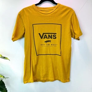 Vans Shirt Mens Small Short Sleeve Crew Neck Off The Wall Lightweight Yellow - Picture 1 of 5