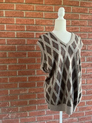 Chaleco Robert Bruce XLT Marrón Argyle Diamante Sin Mangas De Colección Hecho en Unión Foto 1 de 4