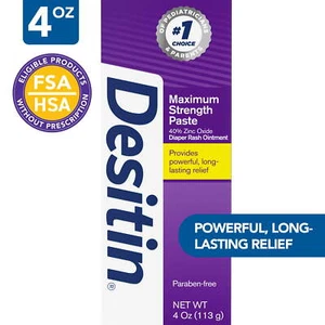 Crema para dermatitis de pañal para bebé Desitin Maximum Strength con óxido de zinc, 4 oz - Imagen 1 de 3