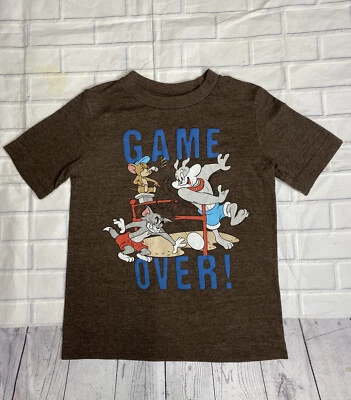 Gap Tom & Jerry Boys T Shirt XS (4-5) Brown Graphic Print Short Sleeve Pre-Owned - Image 1 of 4