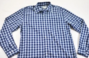 men's Amazon Essentials long sleeve shirt size large blue check button front - Picture 1 of 7