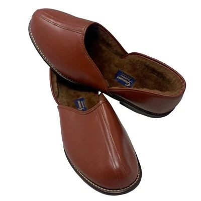 NOS Vintage GROSVENOR Brown Deerskin Fleece Lined Slippers Mens Size 8.5 US - Image 1 of 4