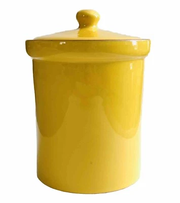 Retro Yellow Italian Canister 9x6" Jar Lid Mid-Century Kitchen Countertop MCM IT - Image 1 of 4