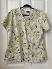 Dickies Large Scrub Top Poly Cotton Multicolor Leaves