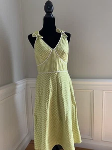 LIZ CLAIBORNE GREEN/WHITE POLKA-DOT SLEEVELESS FULLY A-LINED DRESS SIZE 8 - Picture 1 of 11