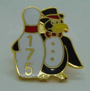 Vintage 1990's Bowling Ball 175 Game Penguin Lapel Pin Back - Picture 1 of 2