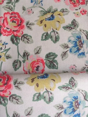 48cm x 48cm Square Cath Kidston Rainbow Rose On Cream Cotton Duck Fabric New - Image 1 of 4