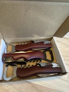 Sacacorchos de camarero Borgoña de 3 piezas de acero inoxidable con cortador de láminas llaves de vino de plástico - Imagen 1 de 20