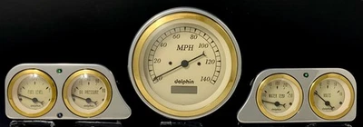 Juego Speedo 1949 Mercury calibre 5 panel de instrumentos insertado 5" con recubrimiento en polvo Foto 1 de 4