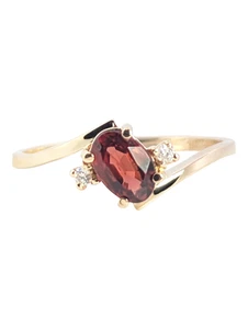 NACHLASS MASSIVER 10K GELBGOLD RING OVAL NATÜRLICHER GRANAT CZ GRÖSSE 6,25 #8151 - Bild 1 von 5