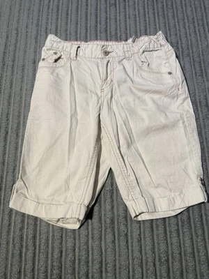 Shorts longos Faded Glory para meninas tamanho 12 cor creme cintura ajustável 10” costura interna - Imagem 1 de 4