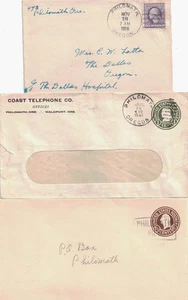 Vintage Philomath, Oregon Rectangle, 4-bar, and Duplex Cancels on 3 Covers - Picture 1 of 1