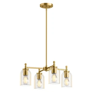 KOHLER Orime 4-Light Adjustable Chandelier Brushed Modern Brass 20" New - Picture 1 of 4
