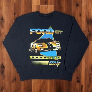 Ford GT Sweatshirt Mens Large Black Super Car 550 hp Crew Neck Pullover Retro - Picture 1 of 5