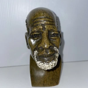 African Hand Carved Stone Male Bust/Head Tribal Sculpture Statue Art 12 cm Tall - Bild 1 von 7
