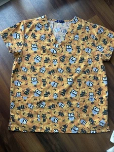 Zikit Brand Scrub Top Halloween Fall Themed Size Medium - Picture 1 of 5