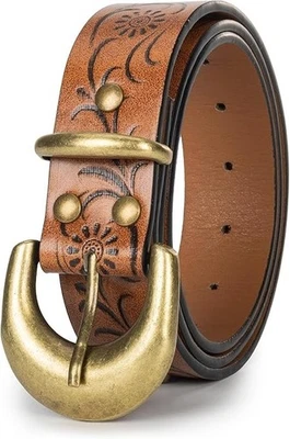 Mujer-Occidental-Cinturón Estrás-Vaquero-Cinturón Vaquera-Para 28" a 38" Cintura Marrón Foto 1 de 4