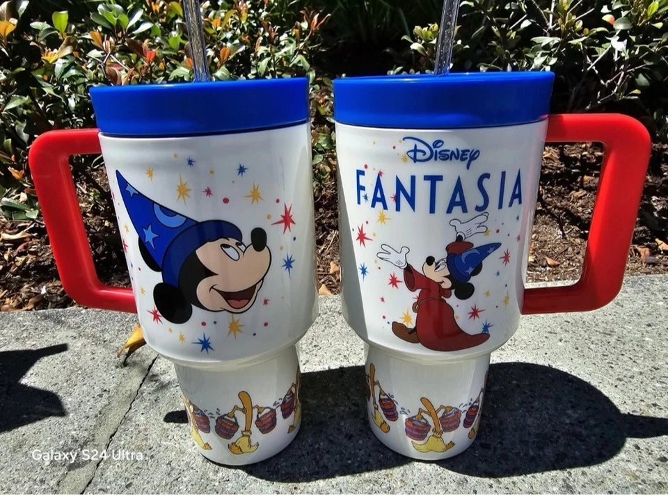 2024 Disney Parks Fantasia Sorcerer Mickey & Broom Tumbler With Straw
