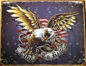 Eagle Live To Ride BLECHSCHILD Metall Poster Patriotisch Garage Bar rustikal Deko 1441 - Bild 1 von 3