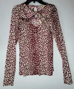 NWT-Michael Kors Twist-Neck Blouse Maroon Cranberry Long Sleeve Shirt (SIZE XS)  - Picture 1 of 10