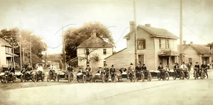 Harley-Davidson Motorcycle Gypsy Tour Durham, NC  c.1915 10 x 19 photograph - Picture 1 of 1