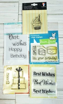 Lote de 5 juegos de estampillas transparentes de feliz cumpleaños sin montar 15 estampillas nuevas mejores deseos Foto 1 de 4