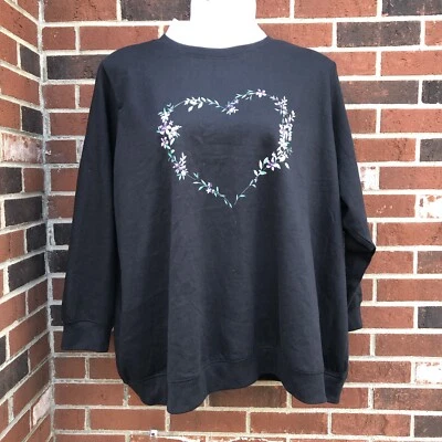 Mujer Interior Oversize Negro Blanco Cuello Corazón Sudadera 14/16 Pullover Foto 1 de 4